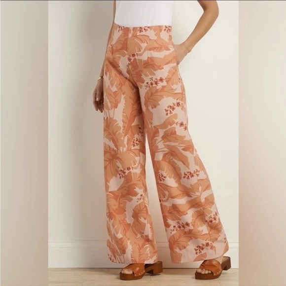 SOFT SURROUNDINGS Grand Garden Wide Leg Trousers Canyon Sunset Size L NEW - Picture 1 of 7